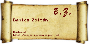 Babics Zoltán névjegykártya