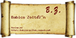 Babics Zoltán névjegykártya